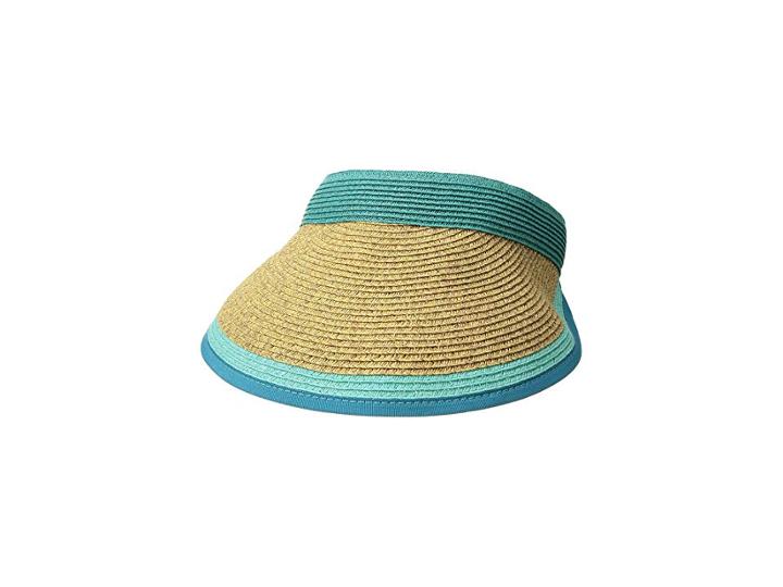 San Diego Hat Company Ubv047 Visor With Contrast Color Stripe And Adjustable Back (teal) Casual Visor