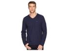 Calvin Klein Long Sleeve Fabric Blocked V-neck (cadet Navy) Men's Clothing