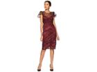 Taylor Embroidered Mesh Sheath Dress (burgundy) Women's Dress