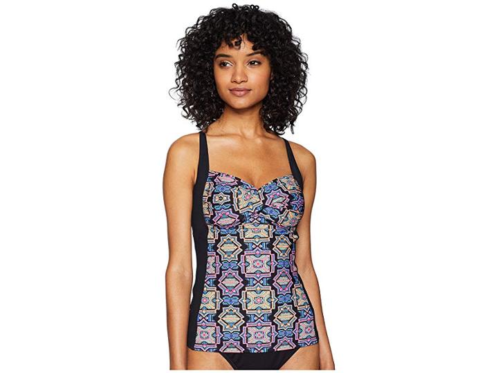 Seafolly Sun Temple Twist Halter Singlet Tankini Top (black) Women's Swimwear
