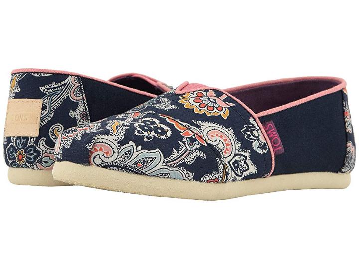 Toms Kids Alpargata (little Kid/big Kid) (navy Paisley Multi Liberty Louis Print) Girl's Shoes