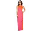 Nicole Miller Paolina Heavy Tech Crepe Cross-back Gown (orange/very Berry) Women's Dress