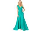 Halston Heritage Sleeveless V-neck Fitted Structure Gown (emerald) Women's Dress