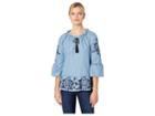 Scully Jocelynn Peplum Blouse With Embroidery (blue) Women's Blouse