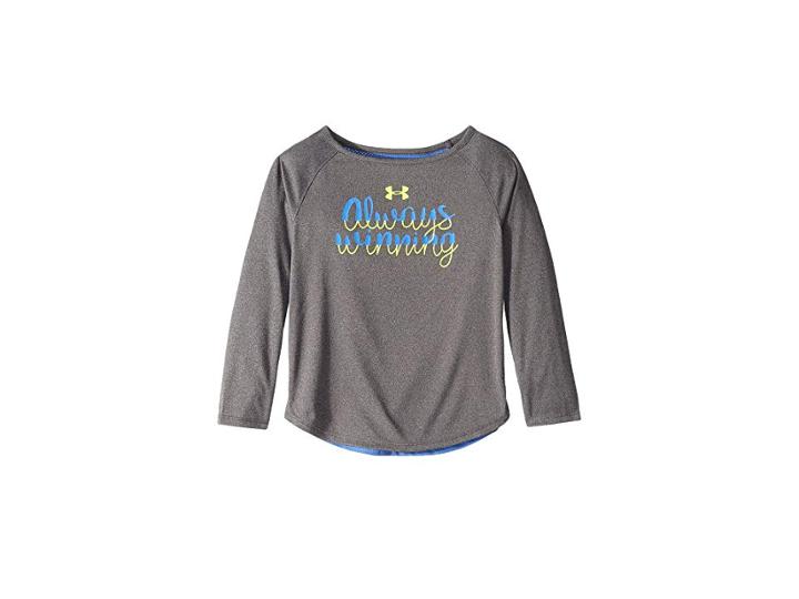 Under Armour Kids Always Winning Long Sleeve (little Kids) (carbon Heather) Girl's Clothing