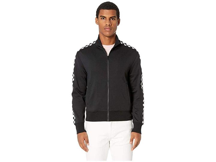 Versus Versace Checkerboard Stripe Jogger Zip Top (black) Men's Coat