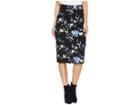 Eci Scuba Floral Midi Skirt (black/blue) Women's Skirt