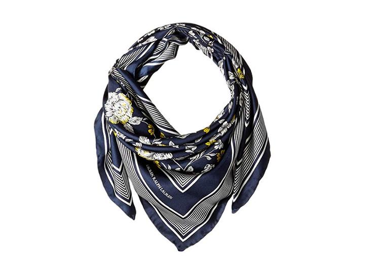 Lauren Ralph Lauren Sonia Silk Twill Scarf (navy) Scarves
