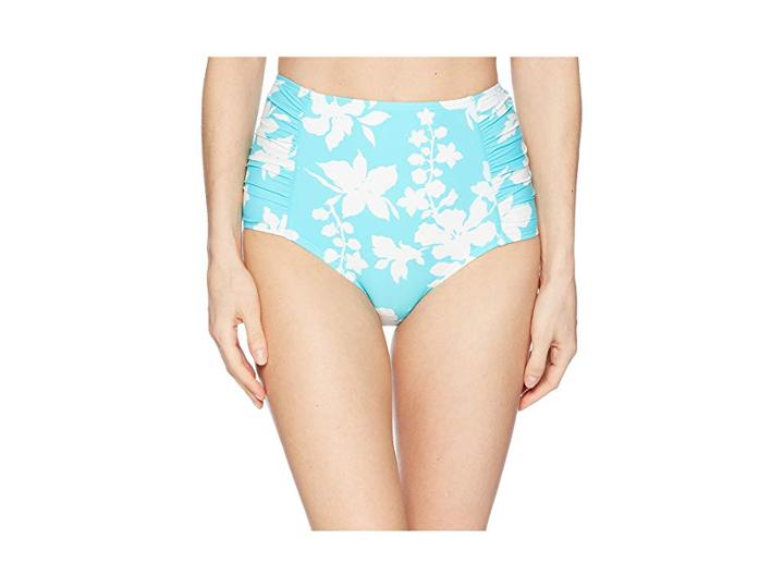 Michael Michael Kors Floral Vine High-waisted Bikini Bottoms (turquoise) Women's Swimwear