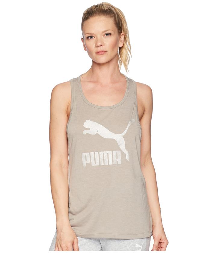 Puma Classics Logo Tank Top (rock Ridge) Women's Sleeveless