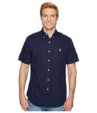 U.s. Polo Assn. Short Sleeve Classic Fit Fancy Shirt (classic Navy) Men's Clothing