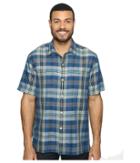 Tommy Bahama Paratay Plaid Short Sleeve Woven Shirt (bering Blue) Men's Short Sleeve Button Up