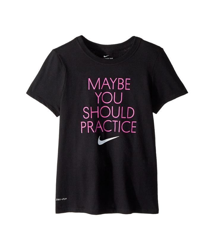 Nike Kids Dry Should Practice Training T-shirt (little Kids/big Kids) (black/hyper Magenta) Girl's Clothing