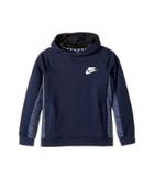 Nike Kids Sportswear Advance 15 Pullover Hoodie (little Kids/big Kids) (obsidian/black/white) Boy's Sweatshirt