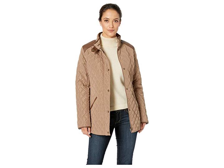 Lauren Ralph Lauren Short Quilt W/ Faux Leather Trim (bridle) Women's Coat