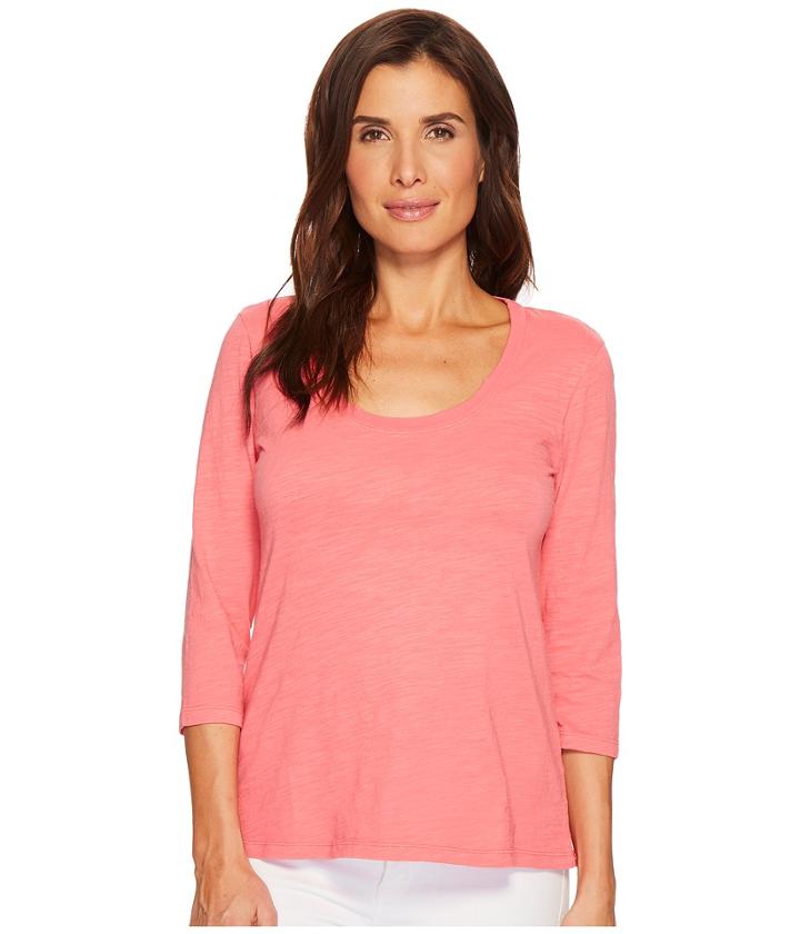 Mod-o-doc Slub Jersey 3/4 Sleeve Scoopneck Tee (faded Red) Women's Long Sleeve Pullover