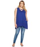 Allen Allen Plus Size Crisscross Angled Tunic (new Blue) Women's Clothing