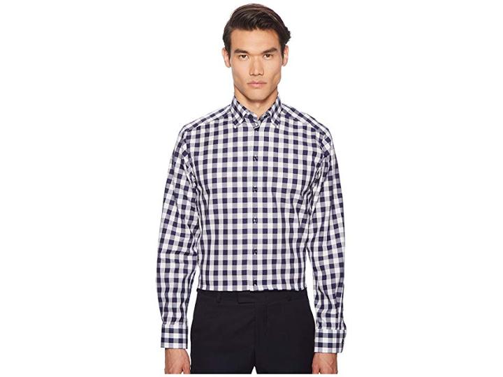 Eton Contemporary Fit Bold Plaid Shirt (blue) Men's Long Sleeve Button Up