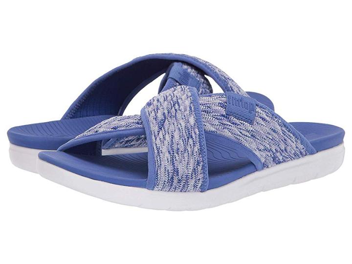 Fitflop Artknit Cross Slide (illusion Blue) Women's  Shoes