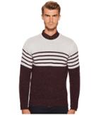 Eleventy Stripe Donegal Cashmere Crew Neck (grey/wine) Men's Sweater