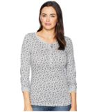 U.s. Polo Assn. Long Button Trimmed Sleeve Floral Print Tee Shirt (heather Grey) Women's T Shirt