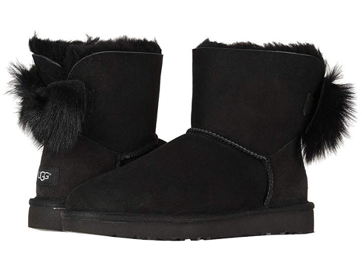 Ugg Fluff Bow Mini (black) Women's Pull-on Boots