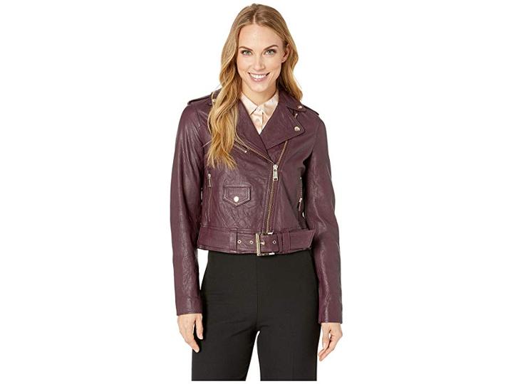 Michael Michael Kors Classic Moto Jacket (cordovan) Women's Coat
