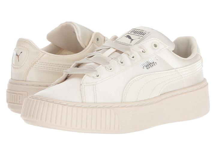 Puma Kids Basket Perform Tween (little Kid) (whisper White/whisper White) Girls Shoes