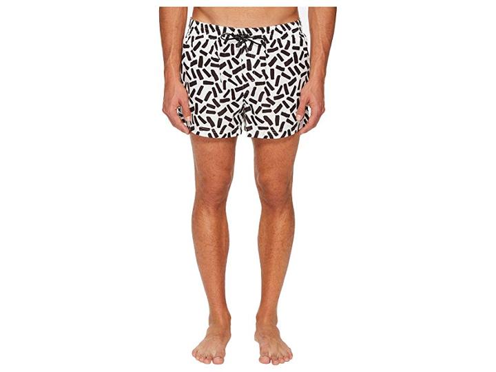 Dolce & Gabbana Abstract Short Boxer Swimsuit W/ Bag (white Abstract Print) Men's Swimwear