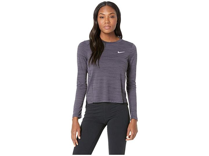 Nike Miler Slub Lx Long Sleeve Top (black/heather) Women's Clothing