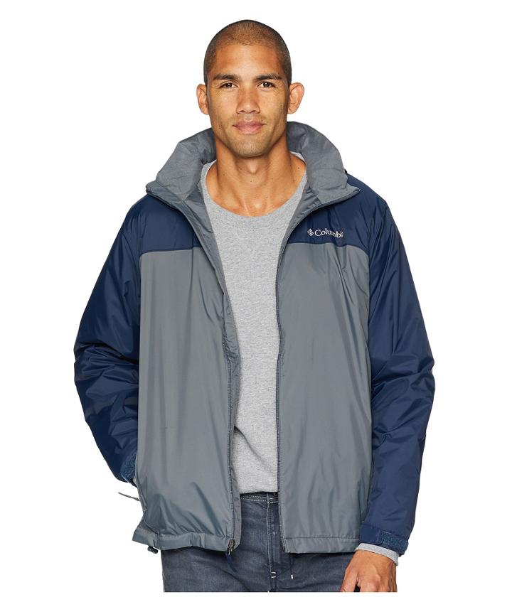 Columbia Glennaker Lake Lined Rain Jacket (graphite/collegiate Navy) Men's Coat
