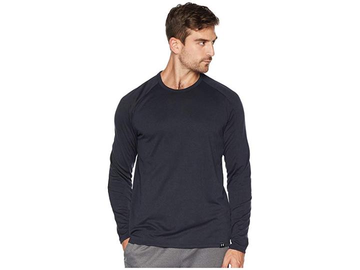 Under Armour Lighter Longer Long Sleeve Crew (black/black) Men's Clothing