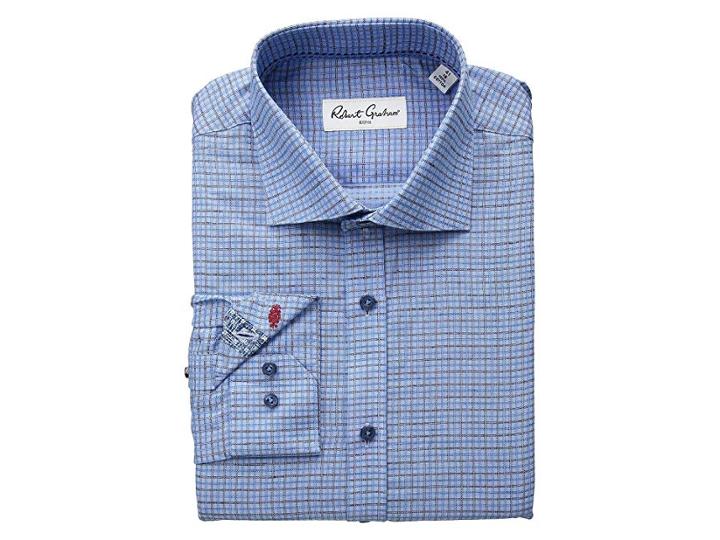 Robert Graham Heaps Check Long Sleeve Dress Shirt (blue) Men's Long Sleeve Button Up