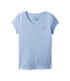 Tommy Hilfiger Kids Signature V-neck Tee (big Kids) (heathered Rain) Girl's T Shirt