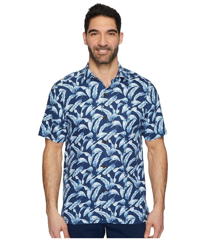 Tommy Bahama Ft Lauderdale Fronds Camp Shirt (dockside Blue) Men's Clothing