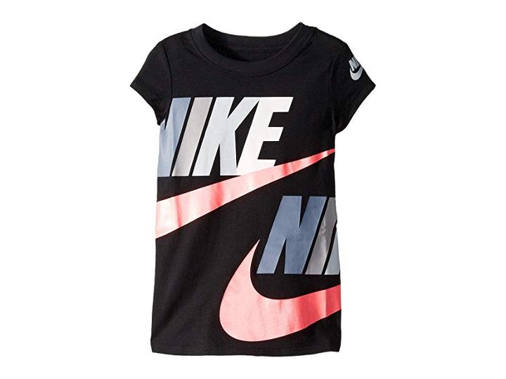 Nike Kids Futura Split Core Short Sleeve T-shirt (little Kids) (black) Girl's Clothing