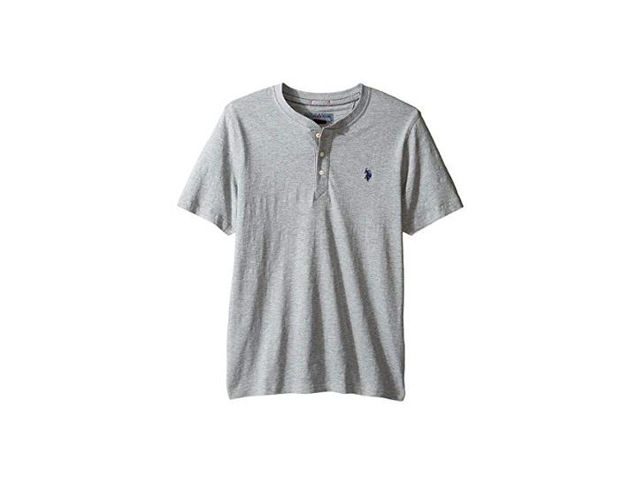 U.s. Polo Assn. Solid Short Sleeve Henley Slim Fit T-shirt (heather Grey) Men's T Shirt