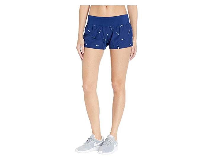 Nike Crew Shorts Print (blue Void/reflective Silver) Women's Shorts
