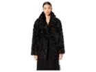 The Kooples Fake Fur With Monochrome Boucle (black) Women's Coat