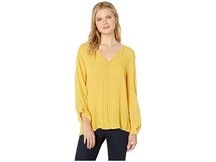 Bobeau V-front Roll Tab (golden Yellow) Women's T Shirt