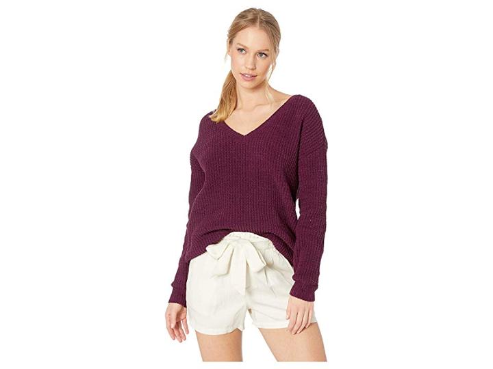 Bb Dakota Cool Runnings V-neck Sweater (boysenberry) Women's Sweater
