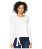 Mod-o-doc Cotton Modal Spandex French Terry Drop Shoulder Sweatshirt With Tie (white) Women's Sweatshirt