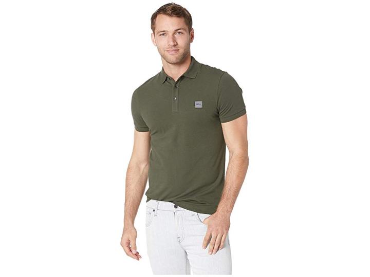 Boss Hugo Boss Short Sleeve Polo With Logo Patch (olive) Men's Short Sleeve Pullover