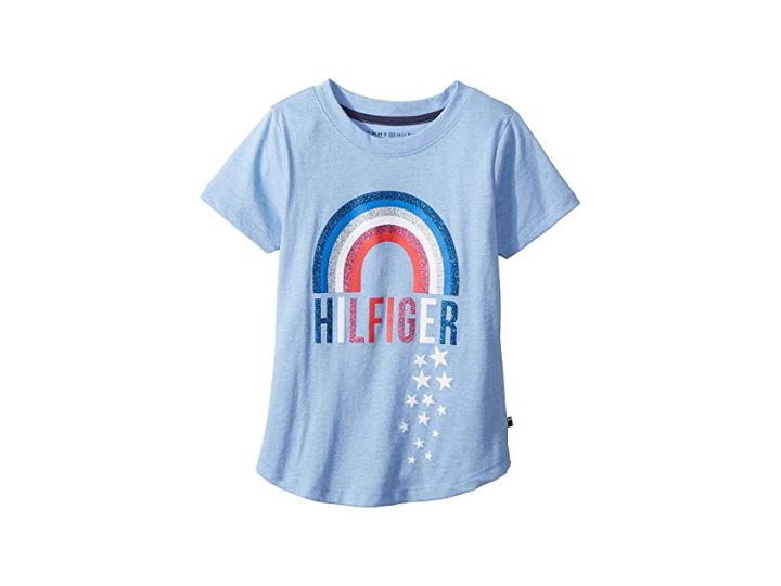 Tommy Hilfiger Kids Rainbow Tee (big Kids) (heathered Rain) Girl's T Shirt