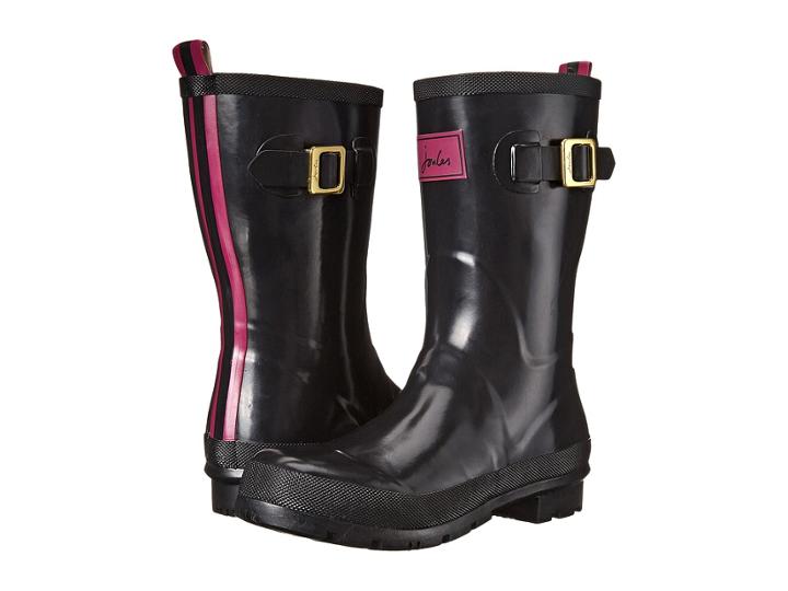 Joules Mid Kelly Welly (black Rubber) Women's Rain Boots