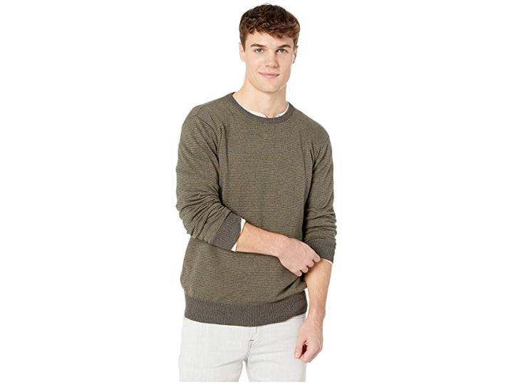 Rvca Layback Stripe Crew (charcoal Heather) Men's Clothing