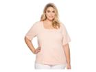 Calvin Klein Plus Plus Size Elbow Square Neck Top (nectar) Women's Long Sleeve Pullover