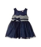 Nanette Lepore Kids Shimmer Tulle Dress With Matte Satin And Metallic Lace Trim (infant) (navy) Girl's Dress