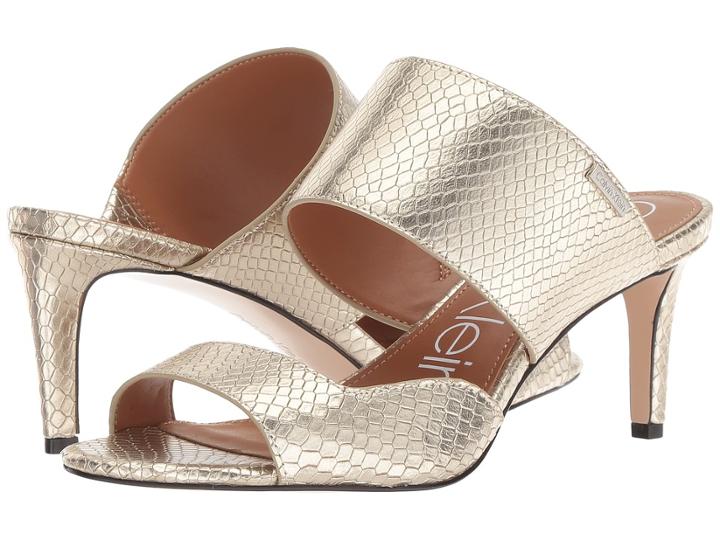 Calvin Klein Clementine (soft Gold Shiny Snake Print) Women's Shoes
