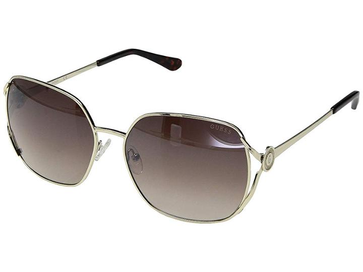 Guess Gf6080 (shiny Gold/brown Gradient Lens) Fashion Sunglasses